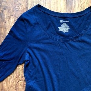 Navy Blue Long Sleeve Fitted t-shirt. BOGOfree